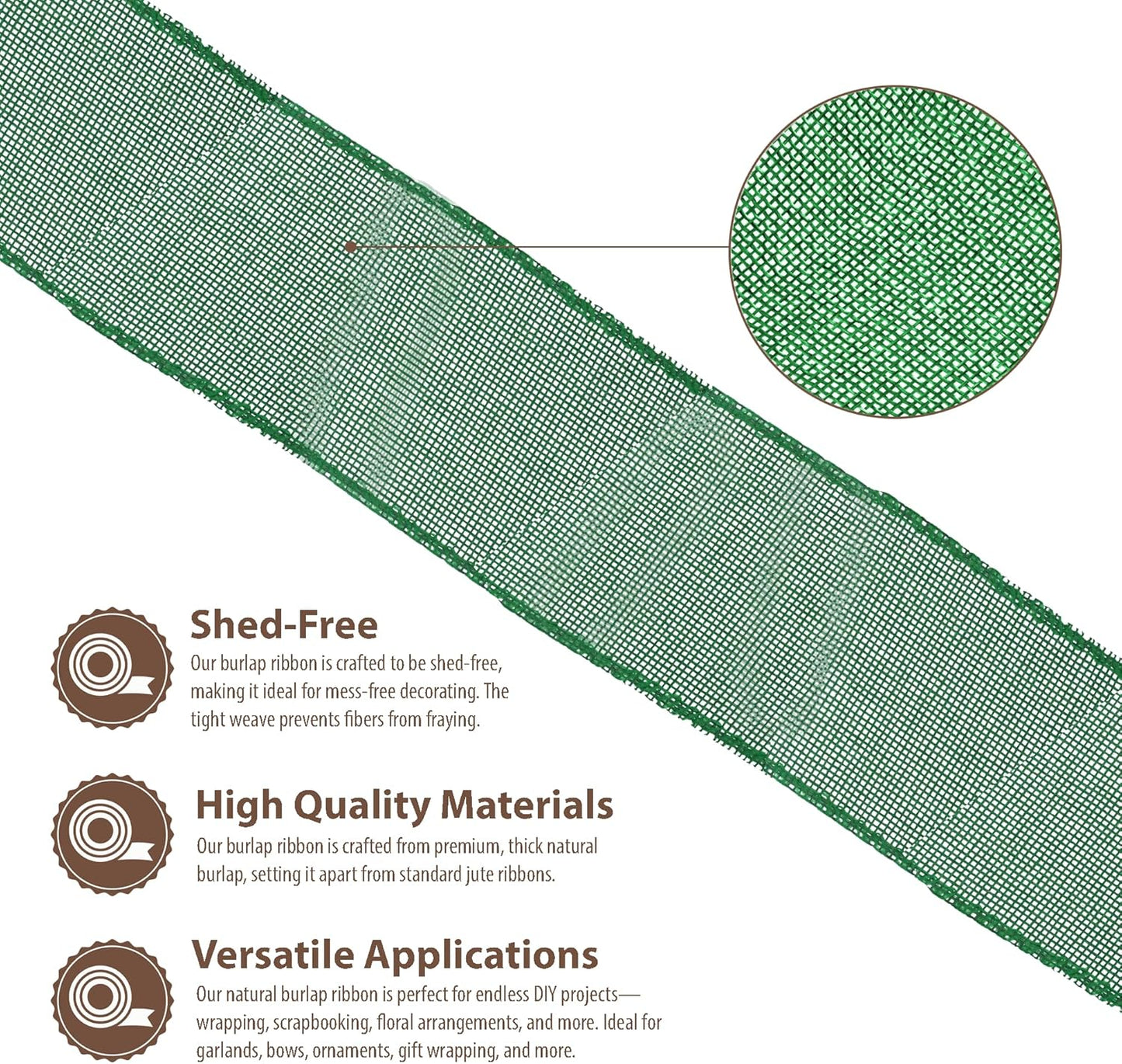 Mandala Crafts Green Burlap Wired Ribbon 3 Inches Wide Jute Ribbons for Crafts - 10 Yds Roll Rustic Burlap Wrap Trim Ribbons for Wreaths Bows Party Decoration