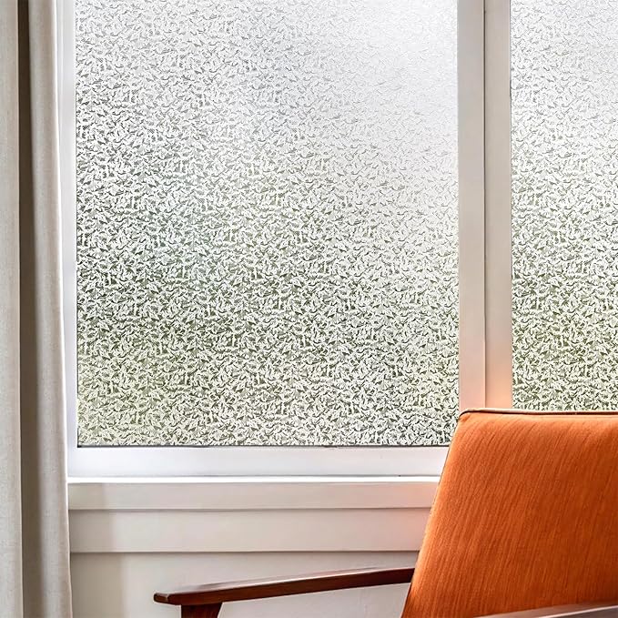 Window Privacy Film, Glass Decorative Static Cling, Removable Sun Blocking Vinyl Covering,Window Film for Home Kitchen Living Room, Seawaves, 17.3" x 78.7"