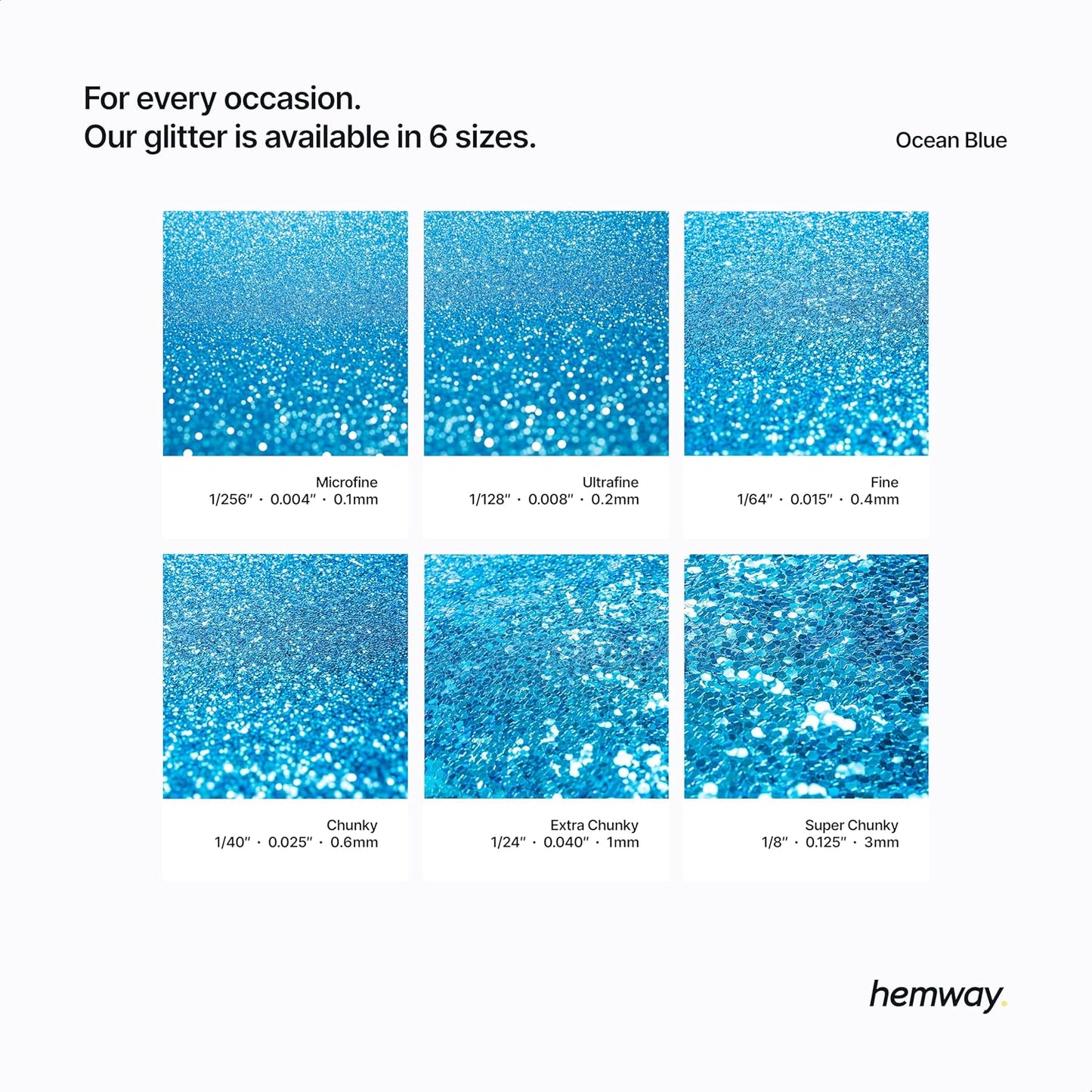 Hemway Polyurethane & Epoxy Resin Glitter 100g / 3.5oz Metallic Crystal Flake Additive for Flooring Jewelry Tumblers Glass Pigment - Fine (1/64" 0.015" 0.4mm) - Ocean Blue