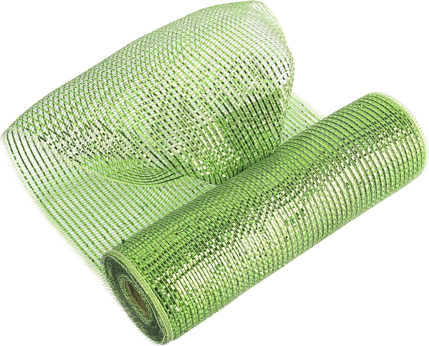 MEEDEE Moss Green Deco Mesh 10 Inch Rolls Deluxe Wide Foil Metallic Mesh Fabric Moss Green Mesh Ribbon for Christmas Tree, Wreaths, Garland, Gift Wrapping, Bows Making (30 Feet)