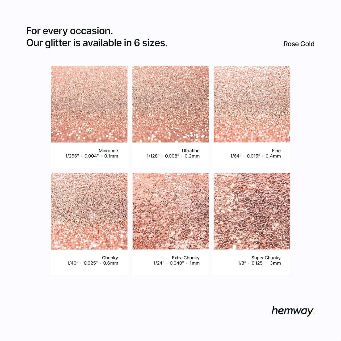 Hemway Polyurethane & Epoxy Resin Glitter 100g / 3.5oz Metallic Crystal Flake Additive for Flooring Jewelry Tumblers Glass Pigment - Chunky (1/40" 0.025" 0.6mm) - Rose Gold