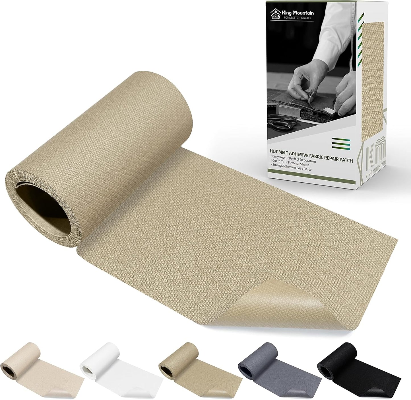 KING MOUNTAIN Canvas Iron on Patch,3"×60",Waterproof 100% Cotton Fabric Repair Patch,Used for Various Sofa,Tent,Clothes,Seats,Suitcases (Khaki 1.0)