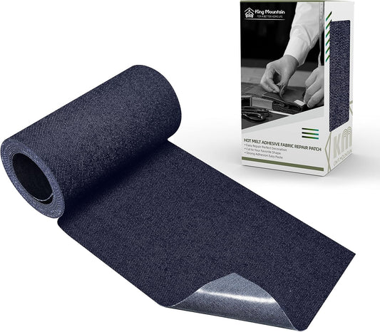 KING MOUNTAIN Iron-on Repair Patch,3"x60"100% Cotton Denim Iron-on Repair Patch, Jeans and Clothing Repair and Decoration Kit (Dark Blue)