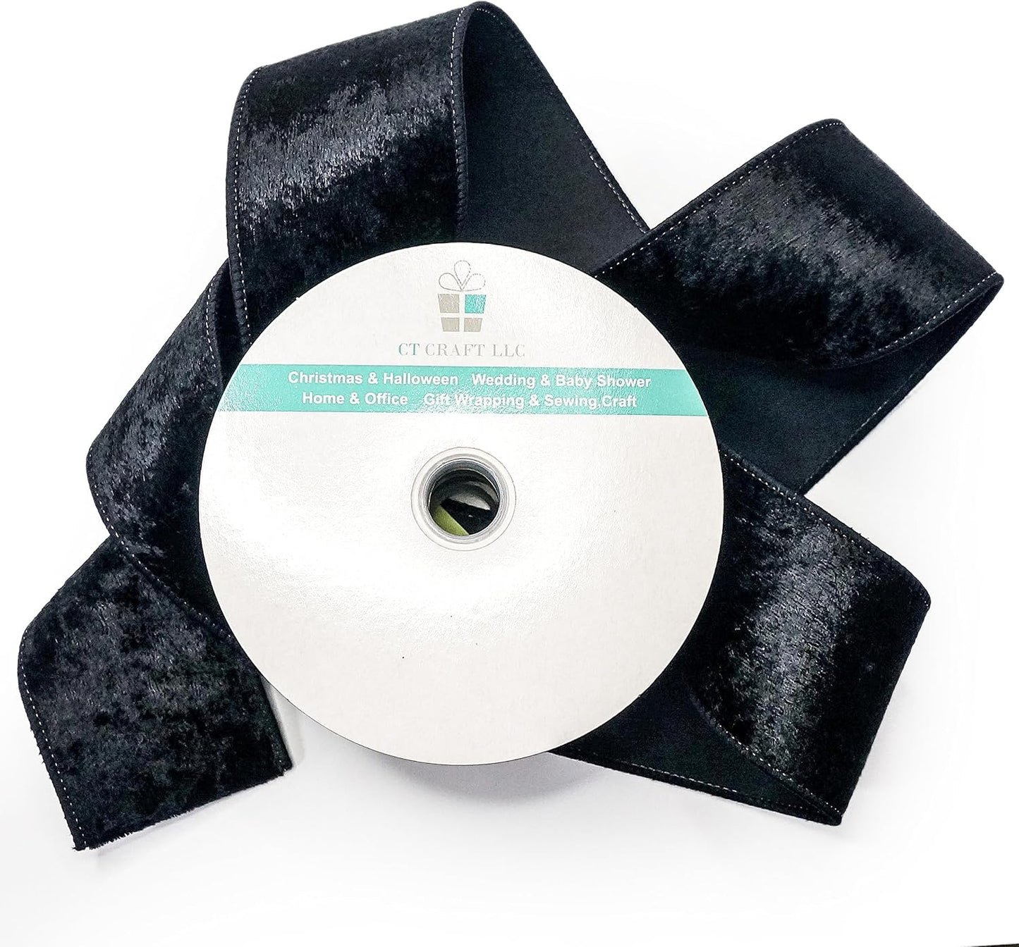 Black Velvet Ribbon 2.5 Inch x 10 Yards for Christmas Tree Topper Home Decoration Wreath Gift Wrapping DIY Craft