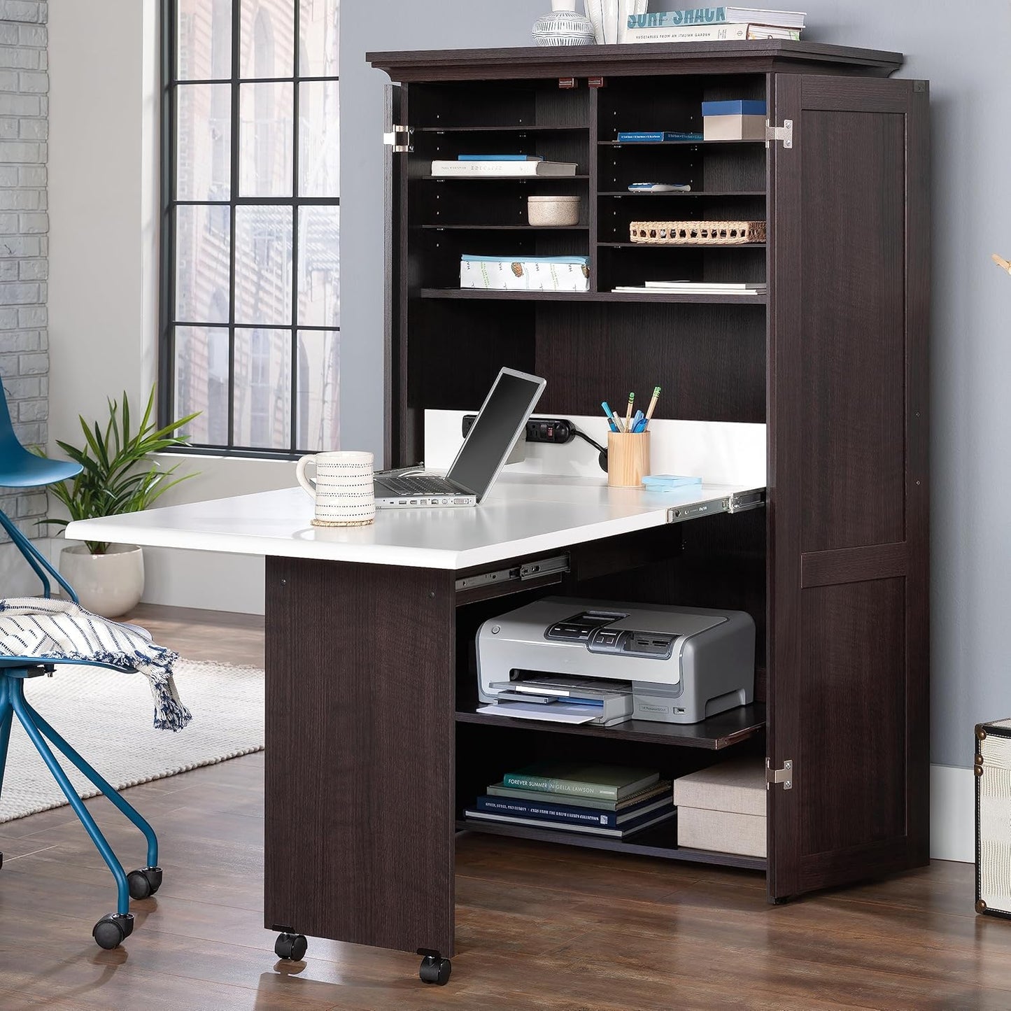 Sauder Miscellaneous Storage Craft & Sewing Armoire, Dakota Oak Finish