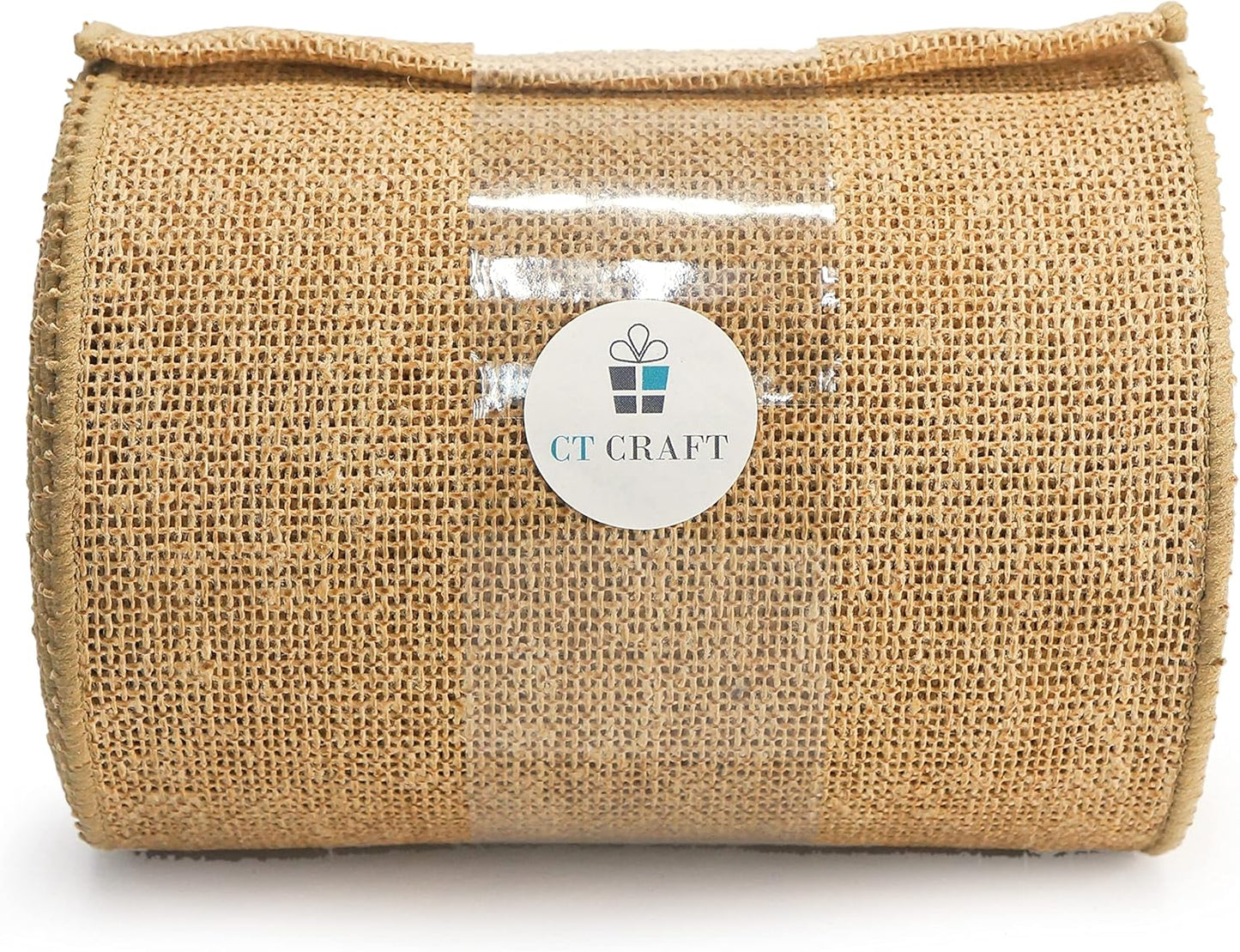 CT CRAFT LLC Burlap Fabric Wired Ribbon 6" x 10 Yards Natural Color for Christmas Home Wedding Decor Gift Wrapping Tree Topper Bow Wreath Bouquet DIY Crafts