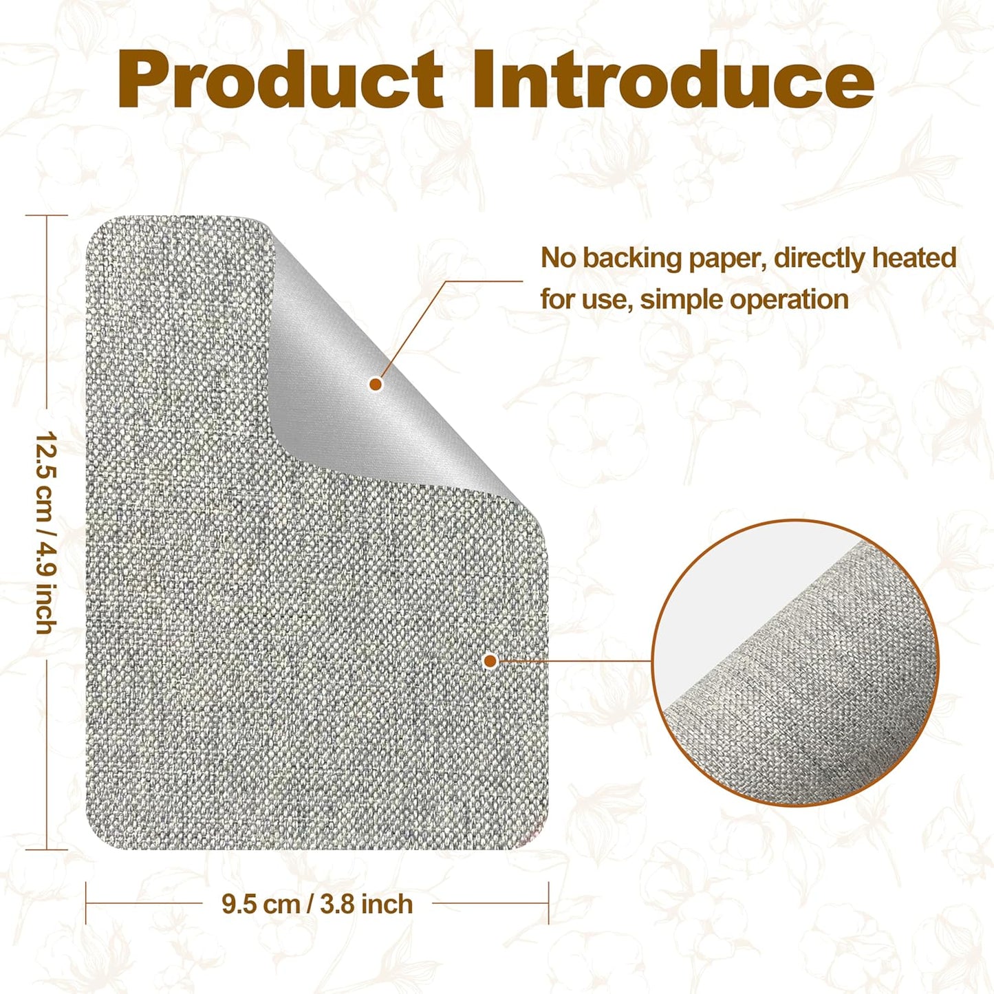 Iron on Patches, 8 Pieces Iron on Linen Patches, Fabric Patches for Couch, Tent, Clothing, Seat, Linen Repair Kit 3.7" by 4.9" (9.5 cm x 12.5 cm, Light Grey)