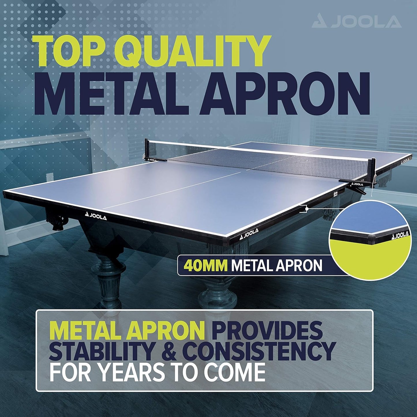 JOOLA Ping Pong Conversion Top with Net Set for Billiard and Pool Tables - Regulation Top Converts Billiards into Ping Pong Table - Includes Foam Padding for Protection - Steel Frame Option