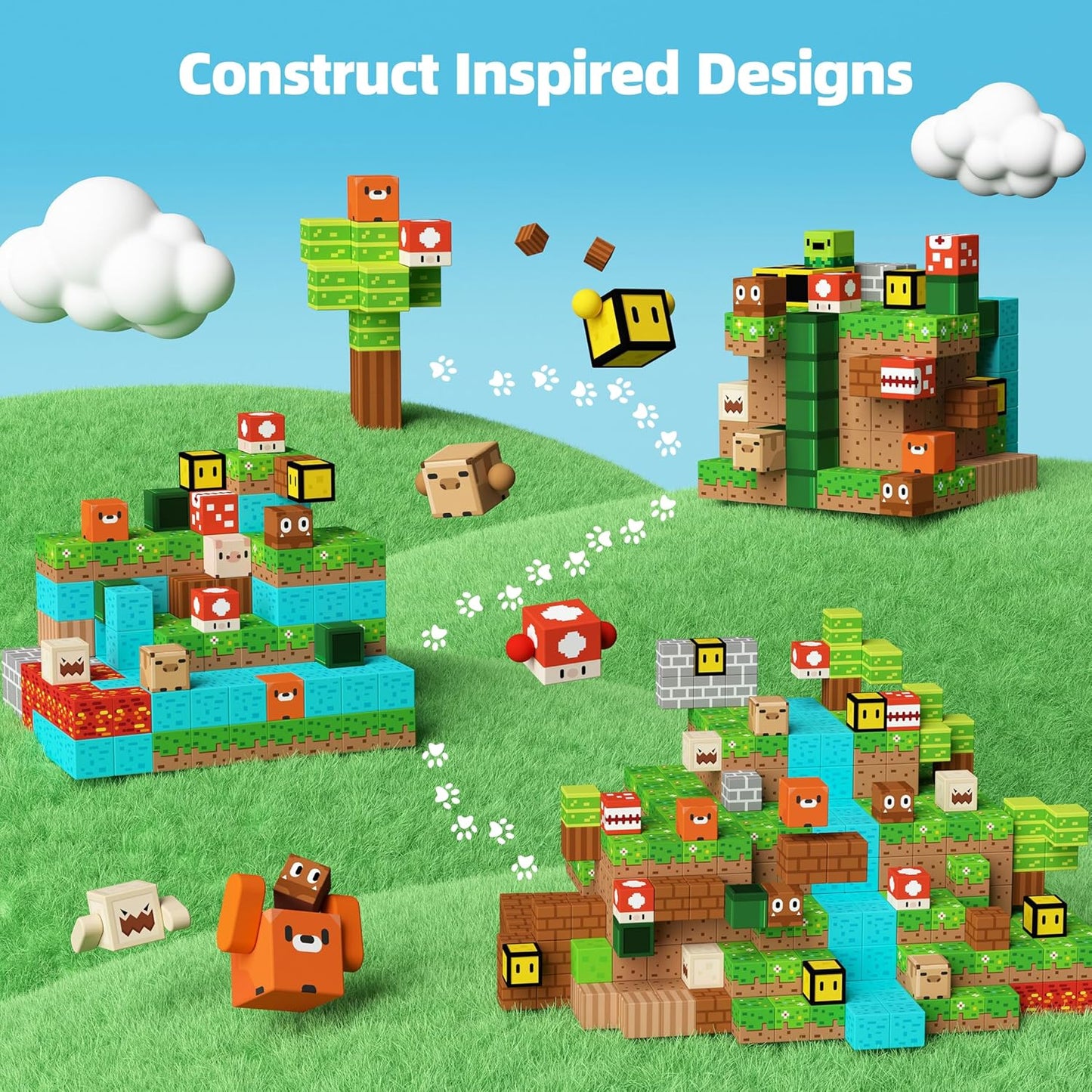 GobiDex 200PCS Magnetic Blocks Game-Based Building Toys for 3+ Years Old Boys Girls, Magnets Toys STEM Sensory Gift for Kids