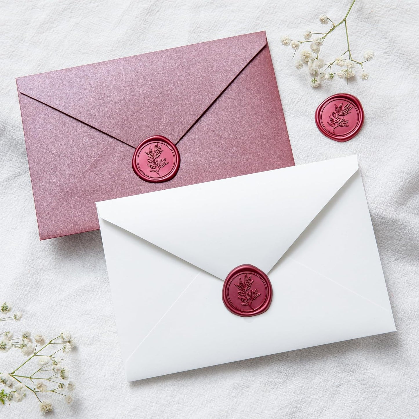 PONATIA Burgundy Wax Seal Stickers - 50 Pcs Self-Adhesive Envelopes Wax Seals for Wedding Invitations, Party Invitations, Gift Wrapping, Wine Bottle Decor