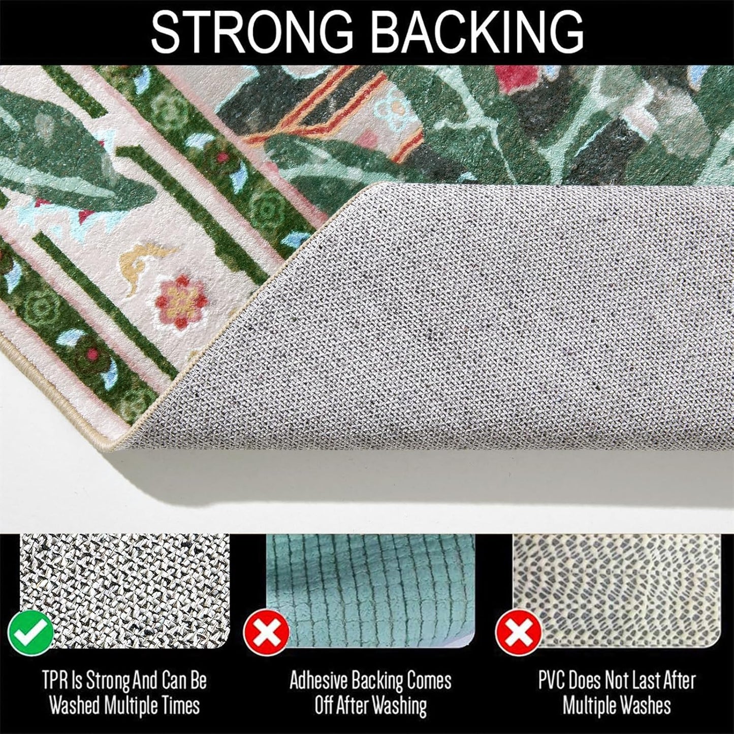 Oriental Tropical Washable Rugs, Greyish Green Boho Vintage Hippie 5x7 Area Rugs for Living Room Bedroom Kitchen Entryway Dorm, Abstract Botanical Animal Tribal Indian Accent Carpet