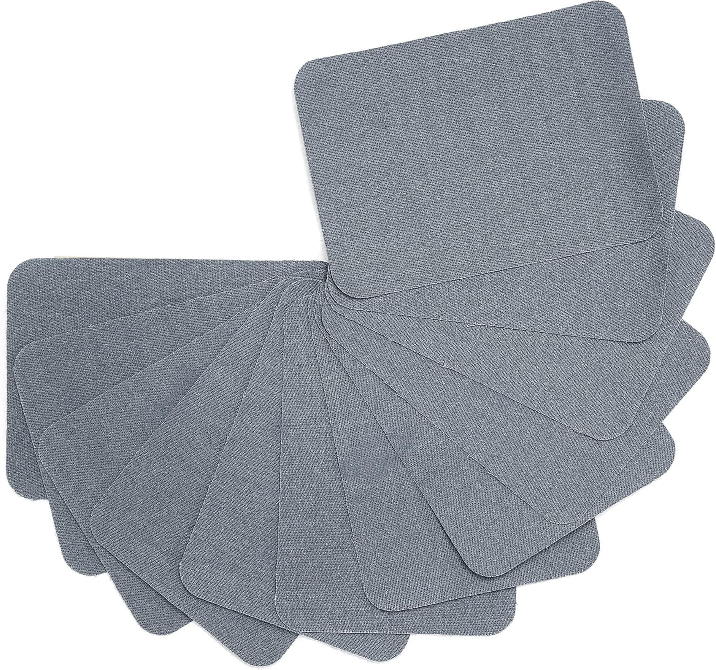 12PCS Fabric Iron on Patches Inside & Outside Strong Glue 100% Cotton Repair Patch for Clothes Pants Mending and Decorating, Grey