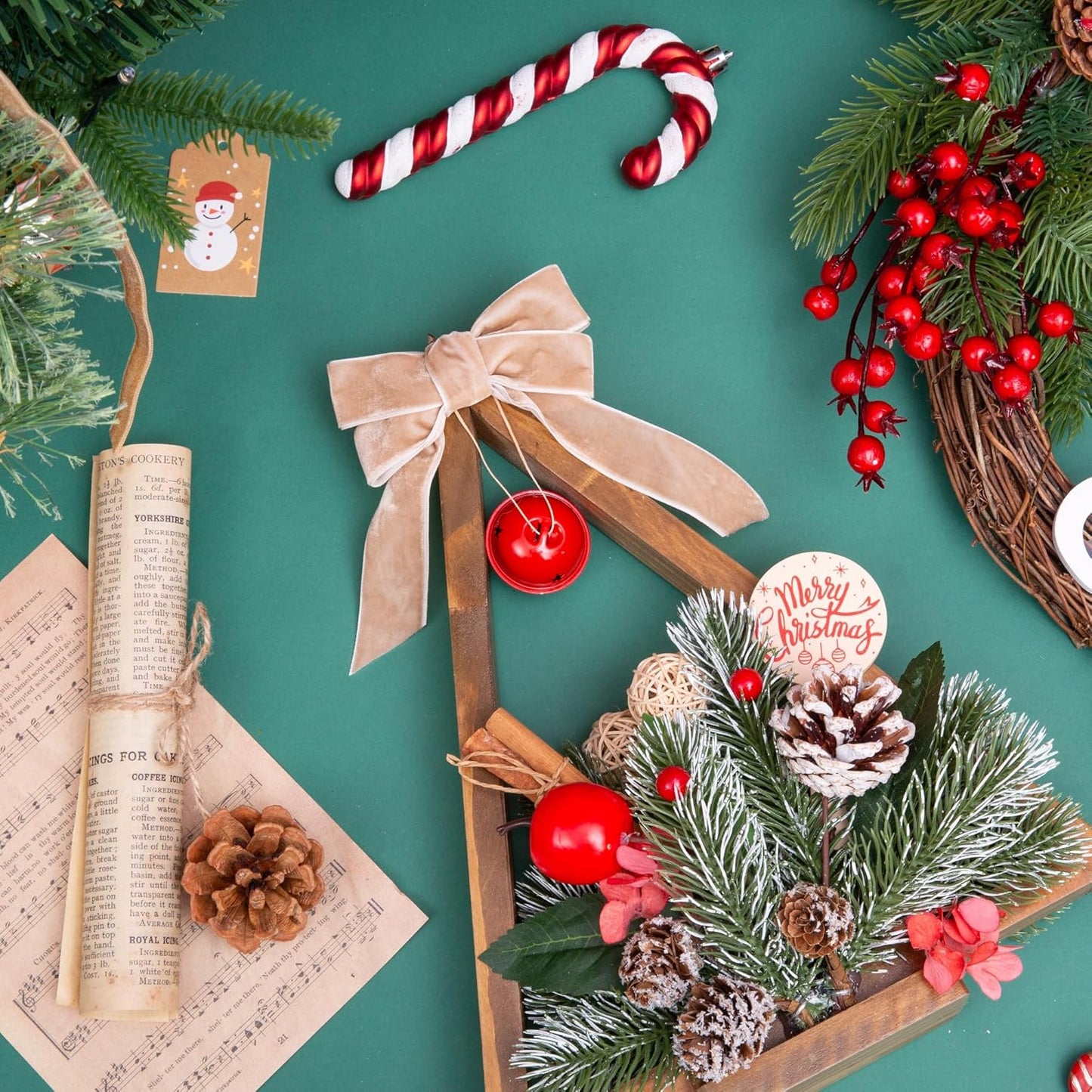 Vintage Camel Velvet Ribbon Christmas Ribbon for Gift Wrapping Crafts Christmas Tree Ornaments Garland Decorations, 1 Inch X 25Yd