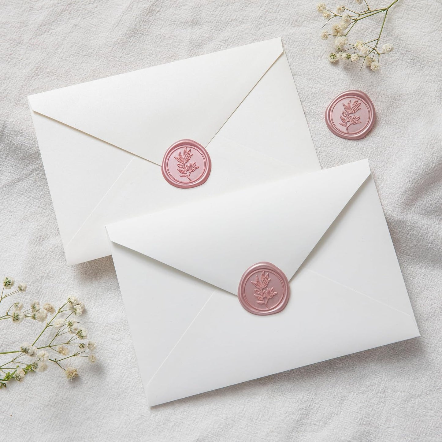 PONATIA Wax Seal Stickers -Rose Gold Wedding Invitation Seal Stickers, 50 Pcs Self- Adhesive Stickers, Perfect for Invitation Cards, Envelopes Christmas Cards, Gift Wrapping, Party Menu Decor