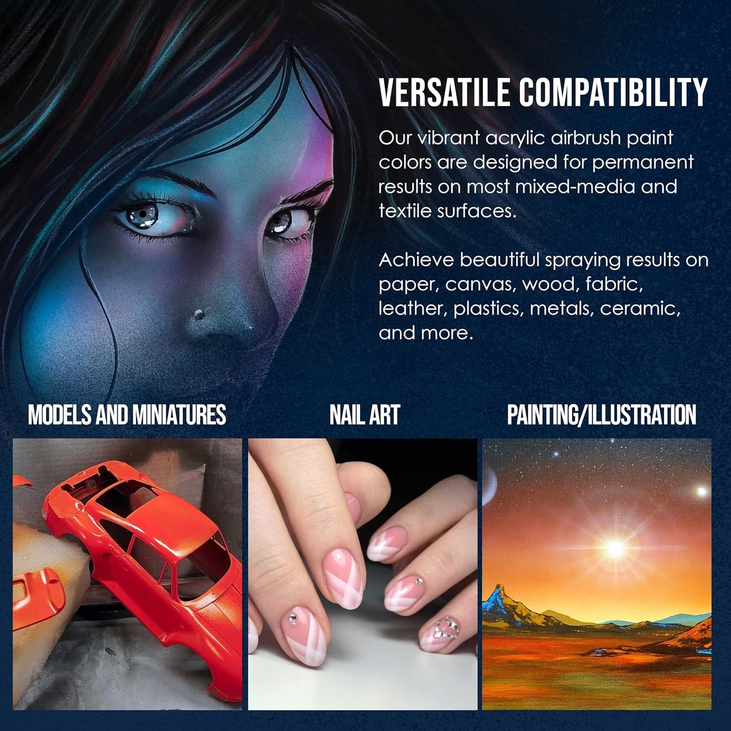 U.S. Art Supply Opaque Dark Brown Acrylic Special Effects Airbrush Paint - 8oz Ready to Spray Air Brush Paint for Nails, Models, Fabric - Water-Based Air Brush Painting