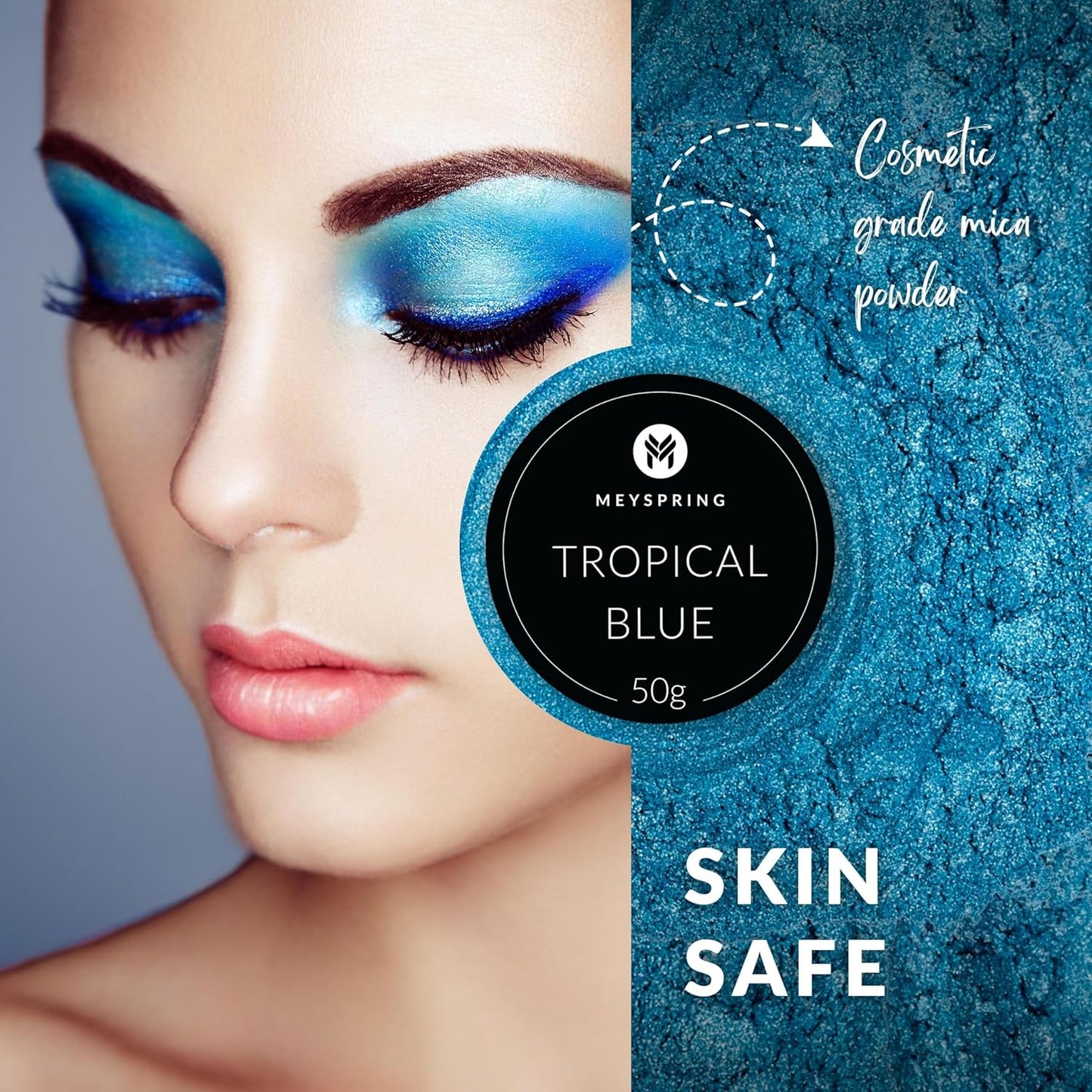 MEYSPRING Tropical Blue Epoxy Resin Color Pigment - 50 Grams - Great for Resin Art, Epoxy Resin, and UV Resin- Mica Powder for Epoxy Resin