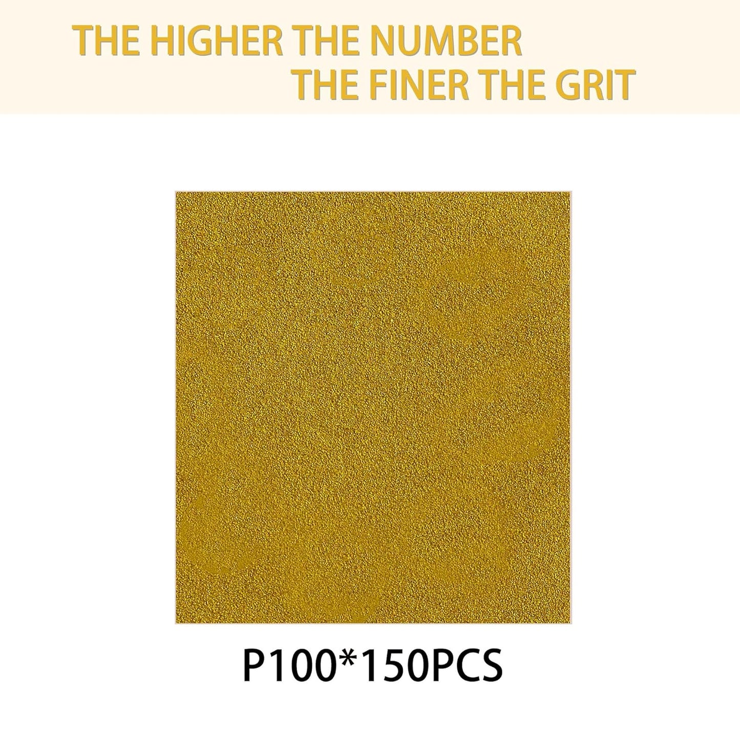 150PCS 100 Grit Gold Sanding Discs, 5-Inch 8-Hole Sandpaper for Random Orbital Sander, for Automotive or Woodworking