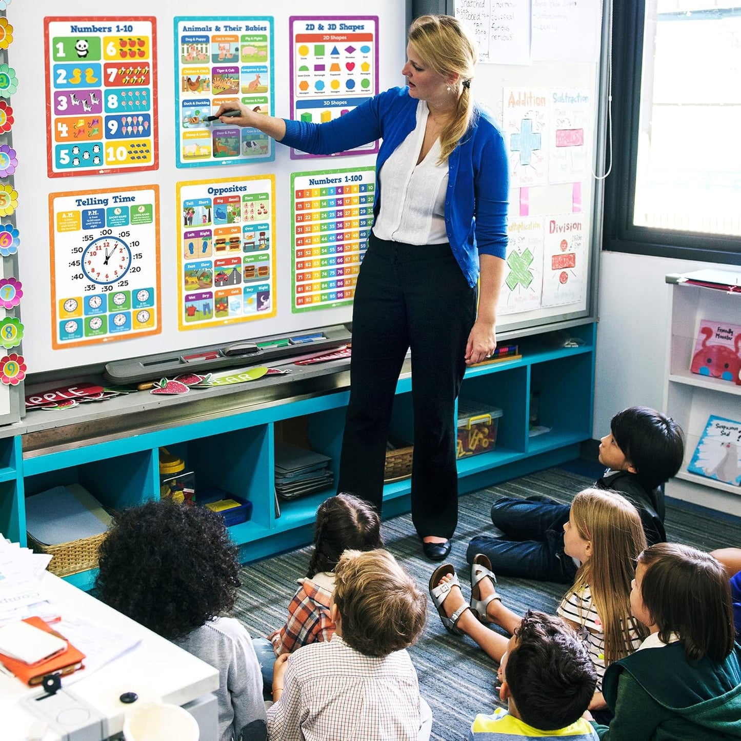 Classroom Posters - 20pcs Set 16” x 11” Educational Posters For Toddlers 1-3 - Classroom Decor - Elementary Preschool Kindergarten Classroom Must Haves Supplies - Preschool Learning Activities