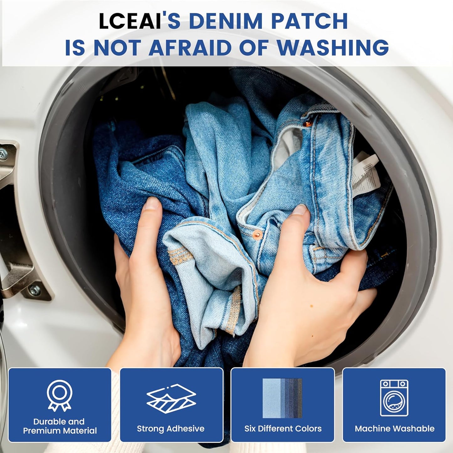 Denim Patches for Inside Jeans - Iron On Patches for Jeans - Jeans Patch for Repairing Pant Holes and Covering Imperfections, Large Size, 4 in. x 60 in.Light Blue