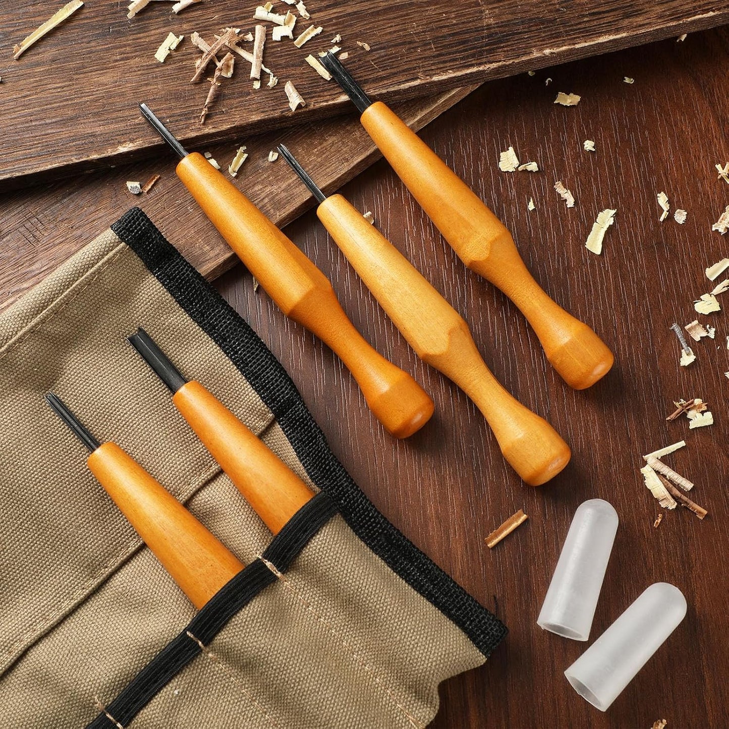 WILLBOND 5 Pcs Linocut Carving Tools Set - Triangular Linoleum & Wood Carving Knife Chisel V Shaped Tools for Linocut Printmaking & Woodcarving (1.5mm, 2mm, 3mm, 4mm, 5mm)