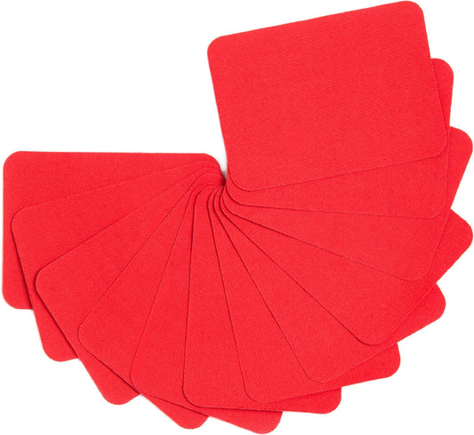 12PCS Fabric Iron on Patches Inside & Outside Strong Glue 100% Cotton Repair Patch for Clothes Pants Mending and Decorating, Red