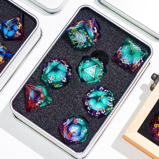 Third Mystery Eye Liquid Core DND Dice Set for Role Playing Games, 7 PCS Dungeons and Dragons Dice Set with Metal Box for D&D Gifts, RPG DND Starter Dice Set