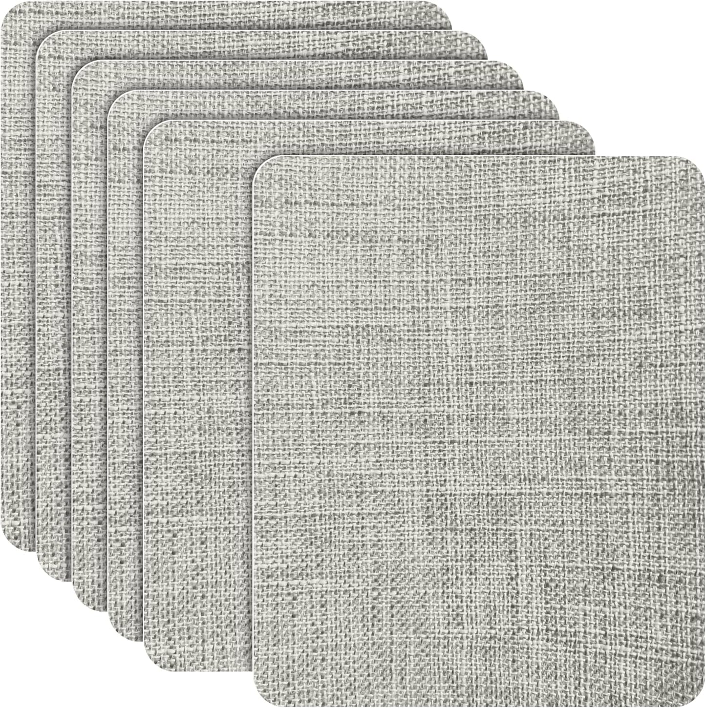 Azobur Coarse Linen Repair Patches, 6 Piece Self-Adhesive Linen Fabric Patches, Multi Color, Can be Used for Linen Sofa Repair and Linen Clothes Repair, Quick Fix Sofa.(Light Gray)