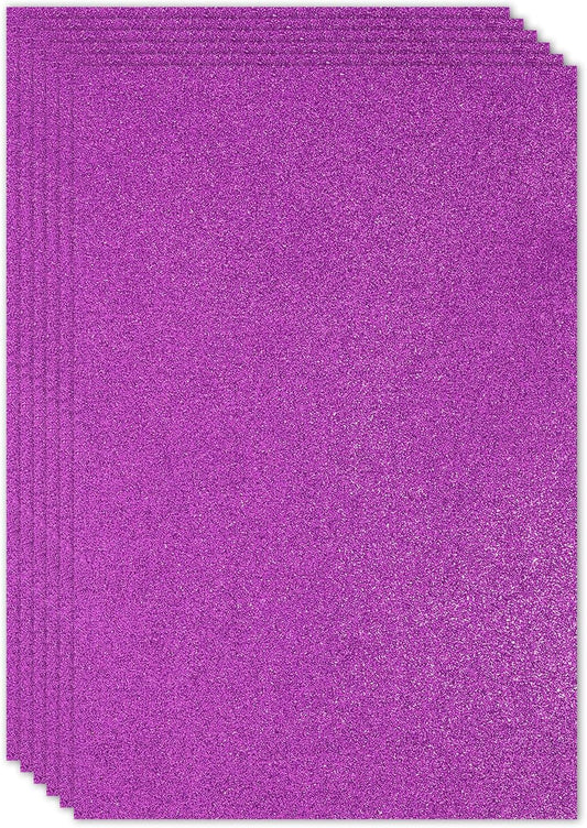 PATIKIL 2mm(1/10") Thick Non Adhesive Glitter Foam Sheet 16x24inch(40x60cm) Purple, EVA Shiny Foam Board for Craft, 6 Pcs