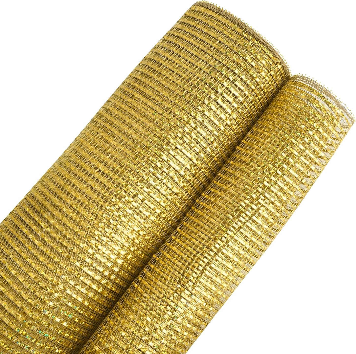 MEEDEE Gold Deco Mesh - 10 Inch Wide Antique Gold Foil Metallic Mesh Fabric for Christmas Tree, Wreaths, Garland, Gift Wrapping, Bows Making (30 Feet)