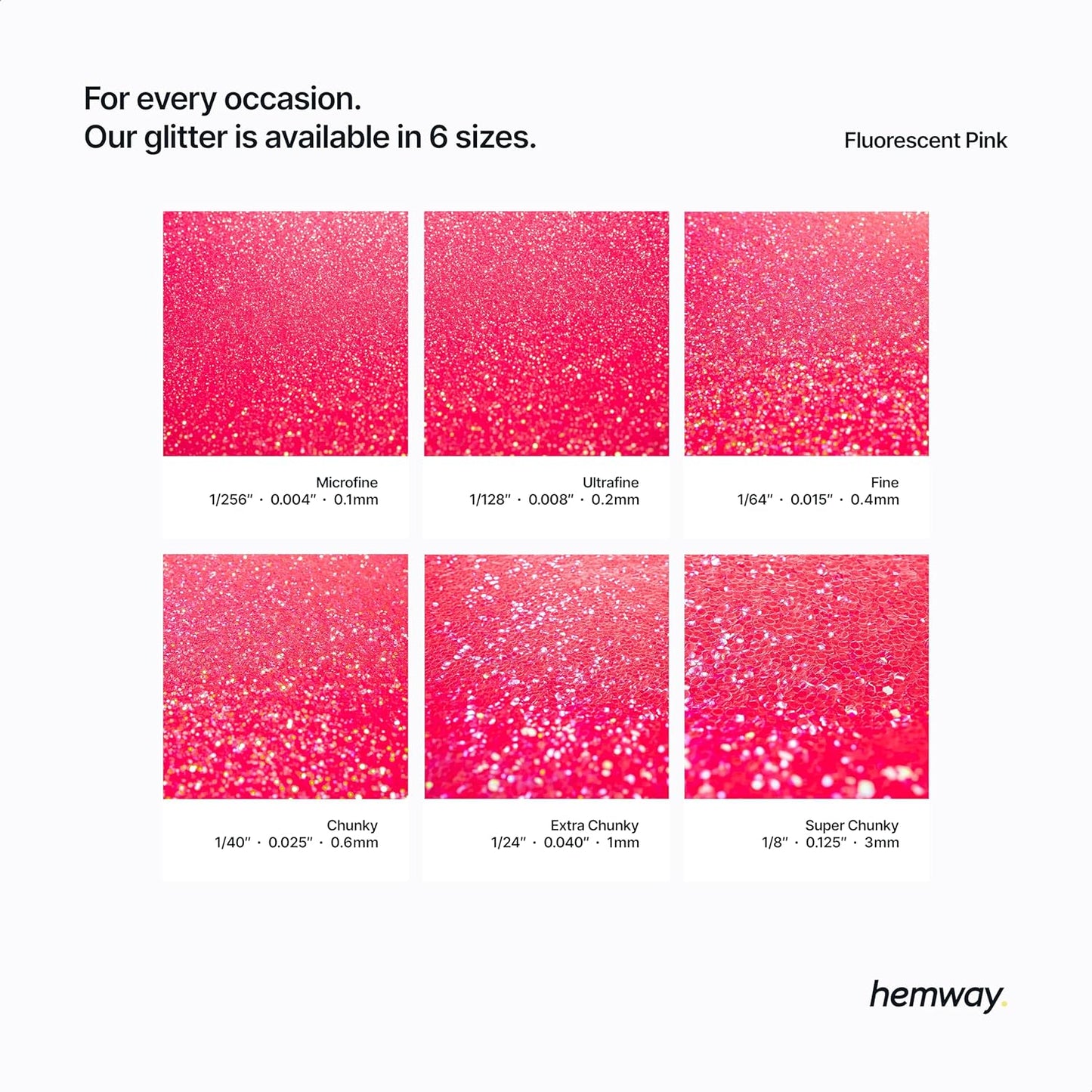Hemway Polyurethane & Epoxy Resin Glitter 100g / 3.5oz Metallic Crystal Flake Additive for Flooring Jewelry Tumblers Glass Pigment - Super Chunky (1/8" 0.125" 3mm) - Fluorescent Pink