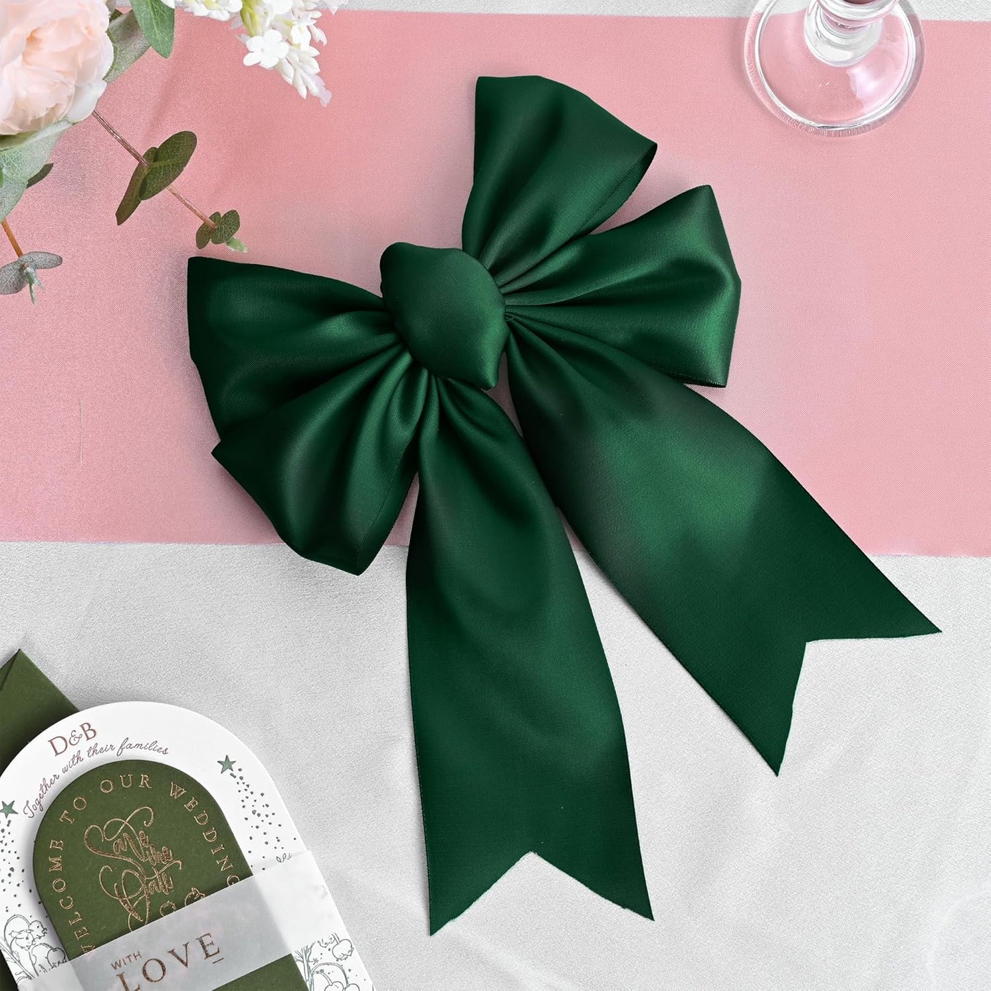 Spruce Satin Ribbon 3 Inch X 15 Yards Solid Color Double Faced Ribbons Perfect for Crafts Wedding Decor Bow Making Arts Sewing and More