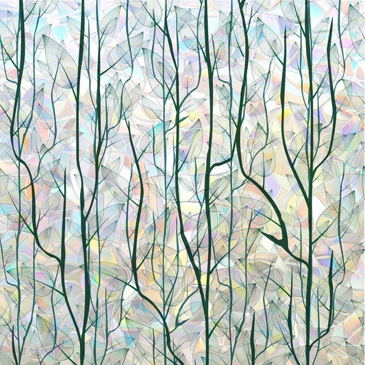 DKTIE Nature Pattern Rainbow Window Film Decorative Stained Glass Window Film Static Cling Films Easy Apply Removable Comes with Tools (U1747-rainbow, 17.7" x 78.7")