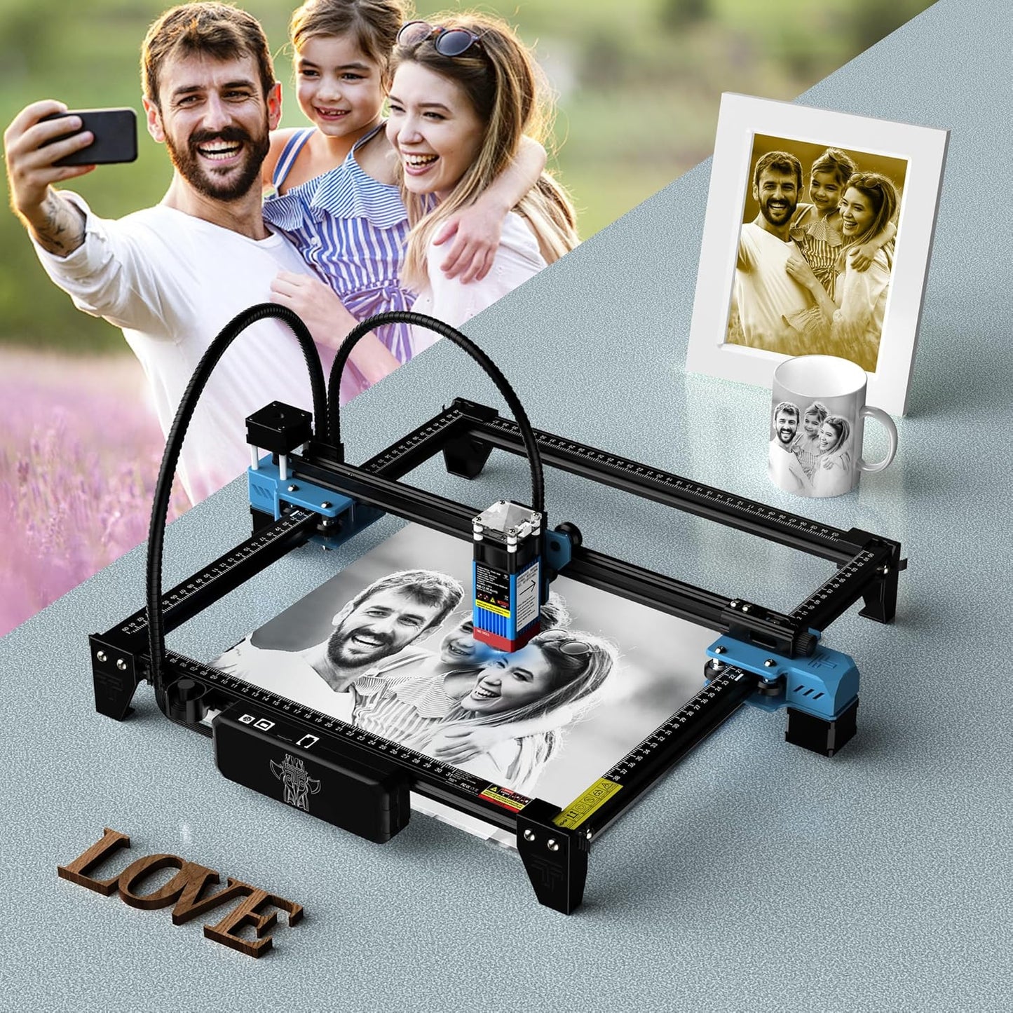 TTS-55 PRO 5500mW Laser Engraver Machine Laser Cutter Laser Cutting Engraving Tool for Wood Metal Aluminum Glass Leather