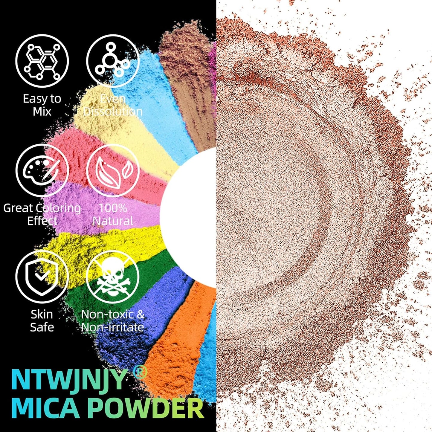 Flesh Colored Mica Powder for Epoxy Resin，Natural Shimmer Mica Powder Used for Coloring car Spray Paint, Candles, soap, Eye Shadow, Lip Gloss, Nail Polish(50g/1.7oz)