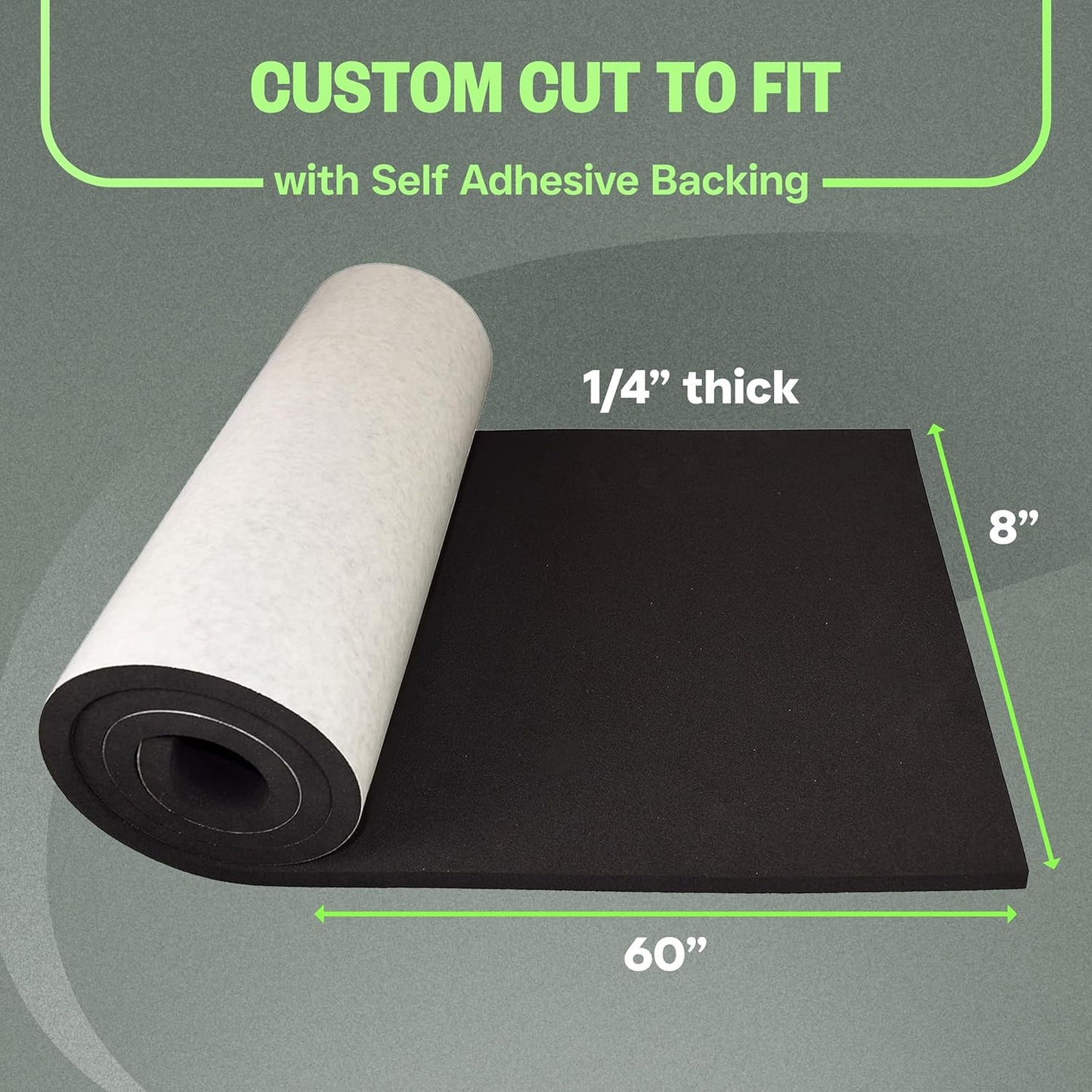 XCEL Foam Roll with Self Adhesive – Black, 60" x 8" x 1/4" (2 Pack) Closed Cell Foam Rubber Water Resistant Padding – Home, Marine, Garage, Auto Insulation & Cosplay Black, 60" x 8" x 1/4" (2 Pack)