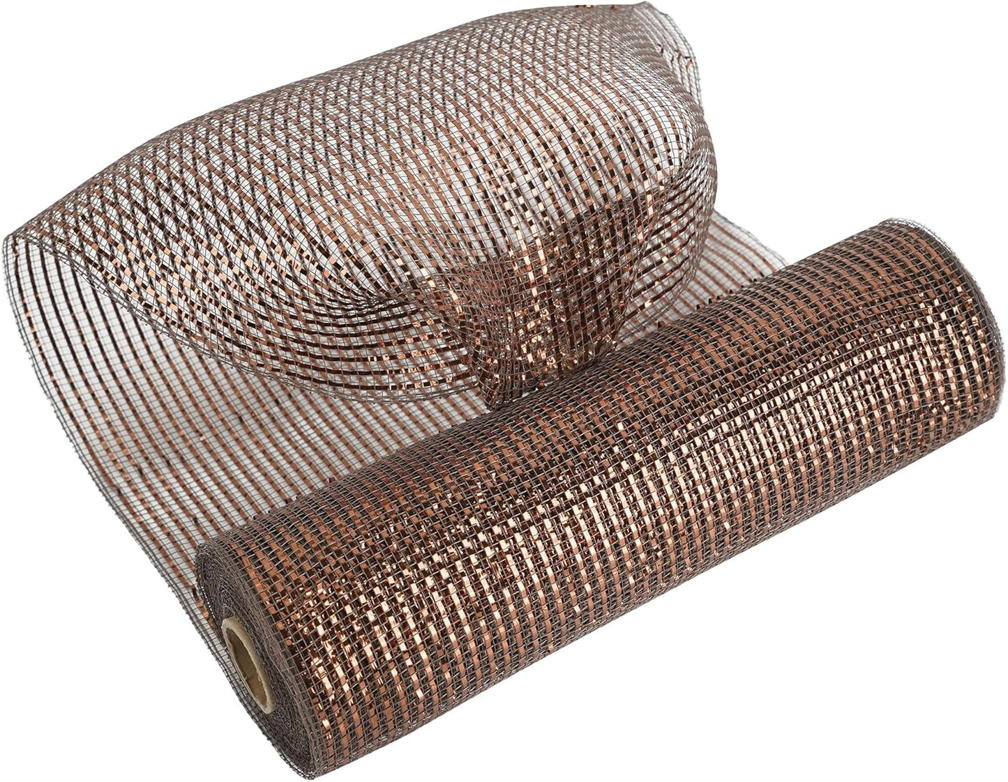 MEEDEE Brown Deco Mesh 10 Inch Deluxe Wide Foil Metallic Mesh Ribbon Chocolate Deco Mesh Harvest Mesh Ribbon Fall Mesh for Wreaths, Garland, Christmas Tree, Gift Wrapping, Bows Making (30 Feet)