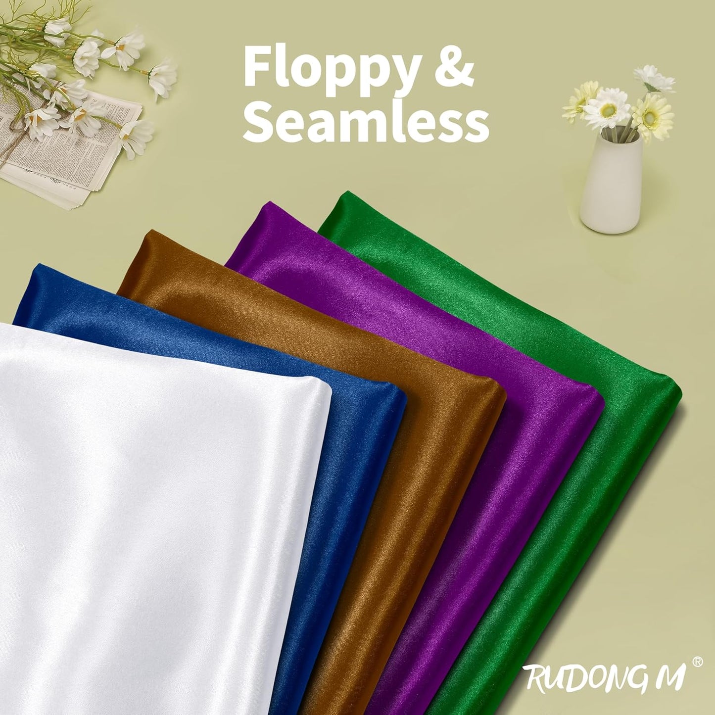 RUDONG M White Satin Fabric by The Yard, 1 Yard x 60 Inch Wide Silky Charmeuse Satin Fabric, Soft Satin Fabric for Wedding Decorations, Bridal Dress, Sewing, Accessories, DIY Crafts