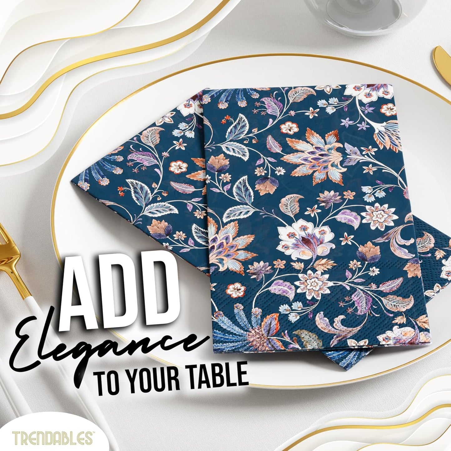 Trendables Floral Napkins for decoupage 100 Pcs 3 Ply floral paper napkins decorative Guest Towels Disposable Bathroom, Flower Design For Tea Party Decorations, Dinners & Weddings