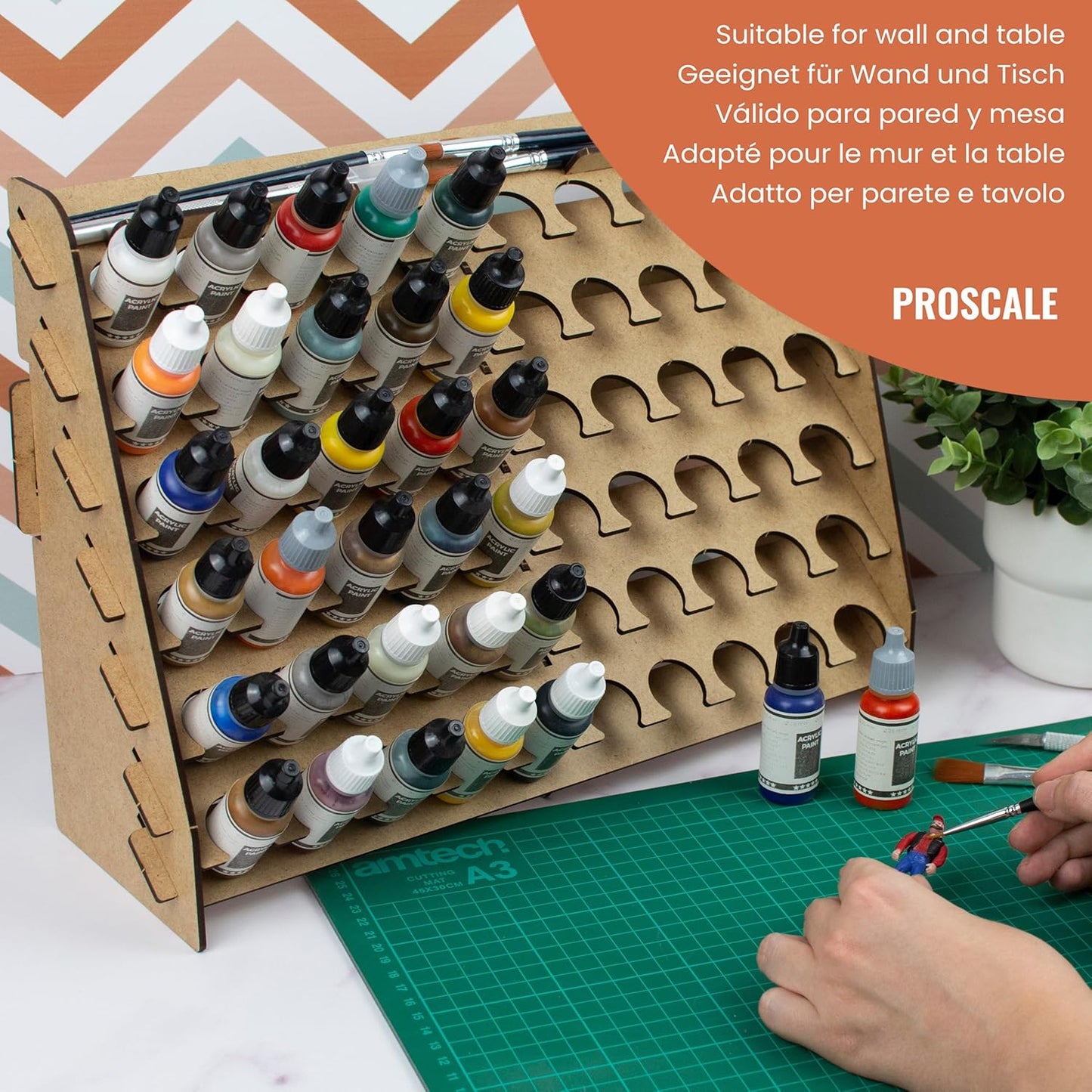 Paint Rack for model paints. Hobby craft Vallejo Tamiya Army compatible wall paint rack stand holder organiser storage for miniature warhammer art artists (26 mm)