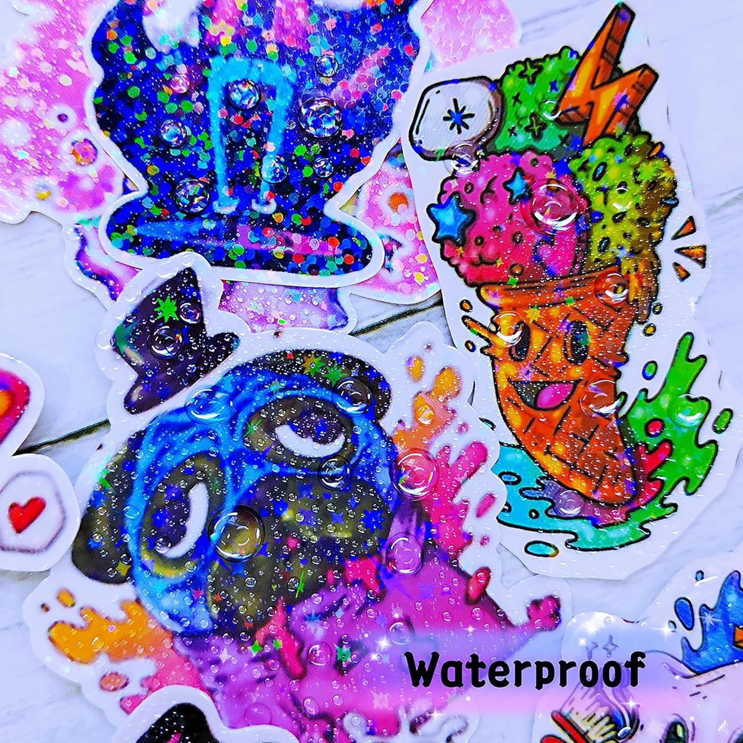 36 Sheets Holographic Sticker Paper Waterproof 8.5" x11'' Clear Vinyl Sticker Sheets Self-Adhesive Rainbow Overlay Sheets with 6 Styles Mixed