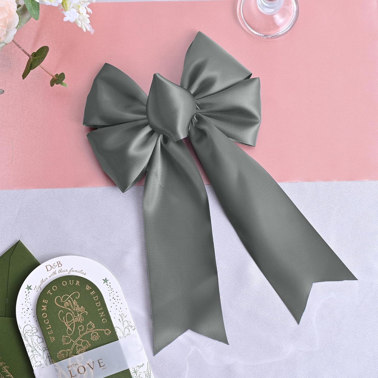 Silver Satin Ribbon 3 Inch X 15 Yards Solid Color Double Faced Ribbons Perfect for Crafts Wedding Decor Bow Making Arts Sewing and More