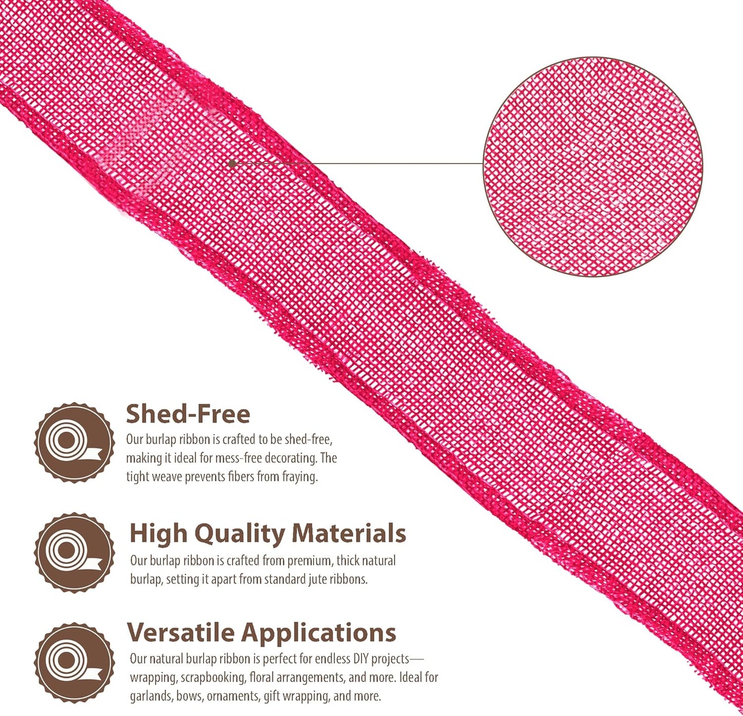 Mandala Crafts Hot Pink Burlap Ribbon 1.5 Inches Wide Jute Ribbons for Crafts - 20 Yds Roll Rustic Burlap Wrap Trim Ribbons for Wreaths Bows Wedding Party Decoration