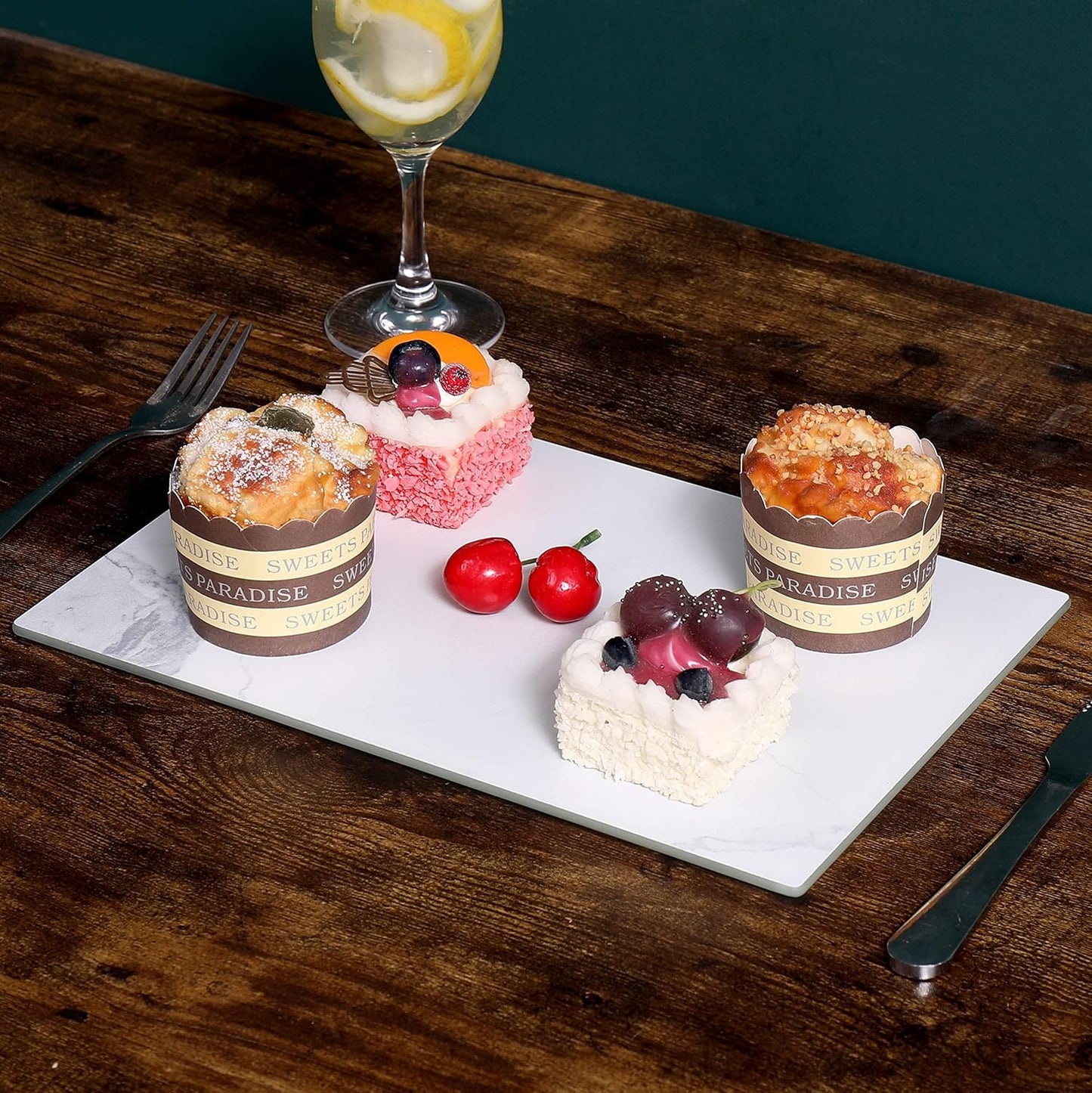 Murrey Home Glass Cutting Board for Kitchen Counter, Tempered Glass Chopping Boards Dishwasher Safe, Small Clear Countertop Tray, Scratch Resistant, Heat Resistant, Non Toxic, White Marble, 20"x16"