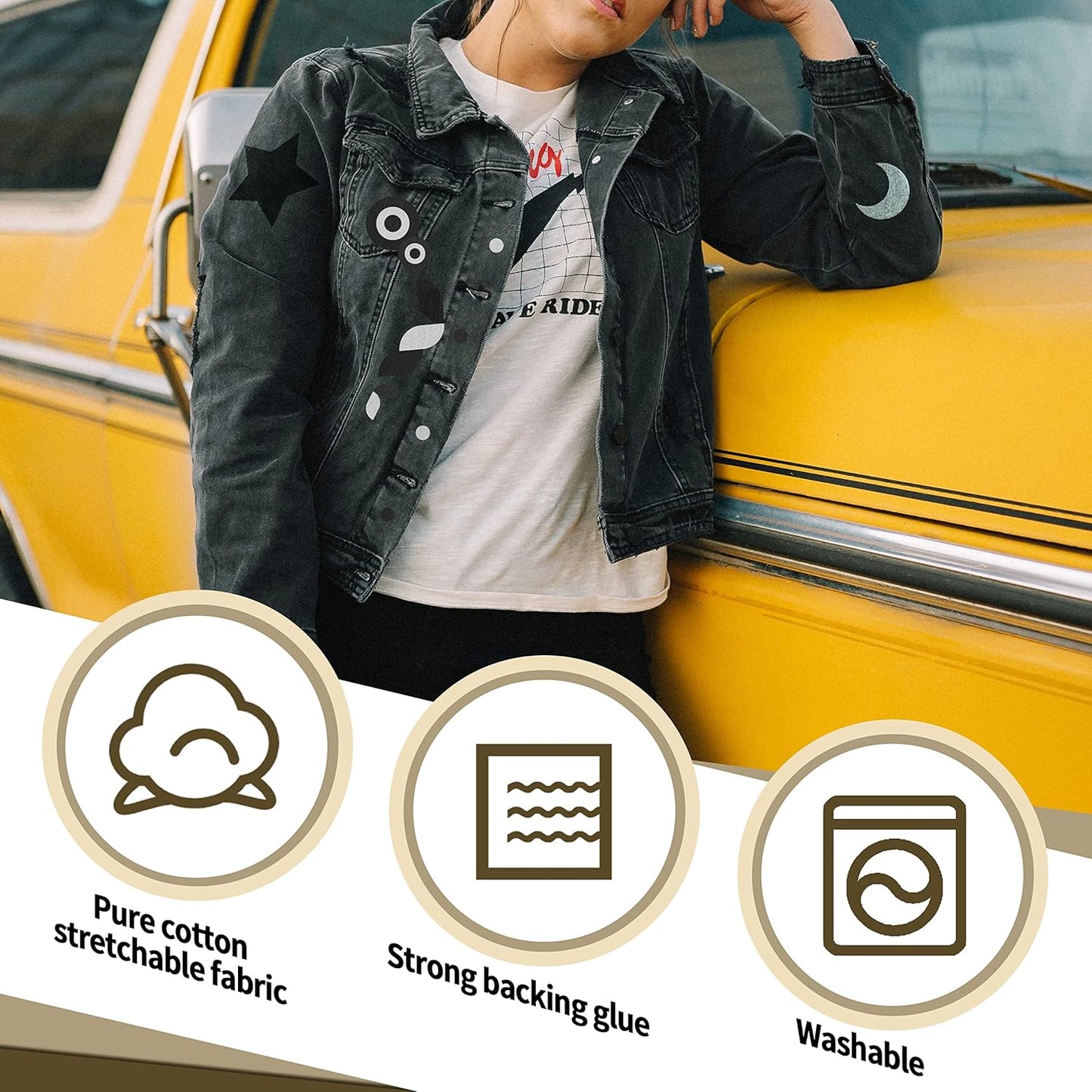 KING MOUNTAIN Iron-on Repair Patch 20 Pcs Pack,3" x4-1/4 100% Cotton Iron-on Repair Patch, 5 Shades of Clothing Repair and Decoration Kit (Five Browns)