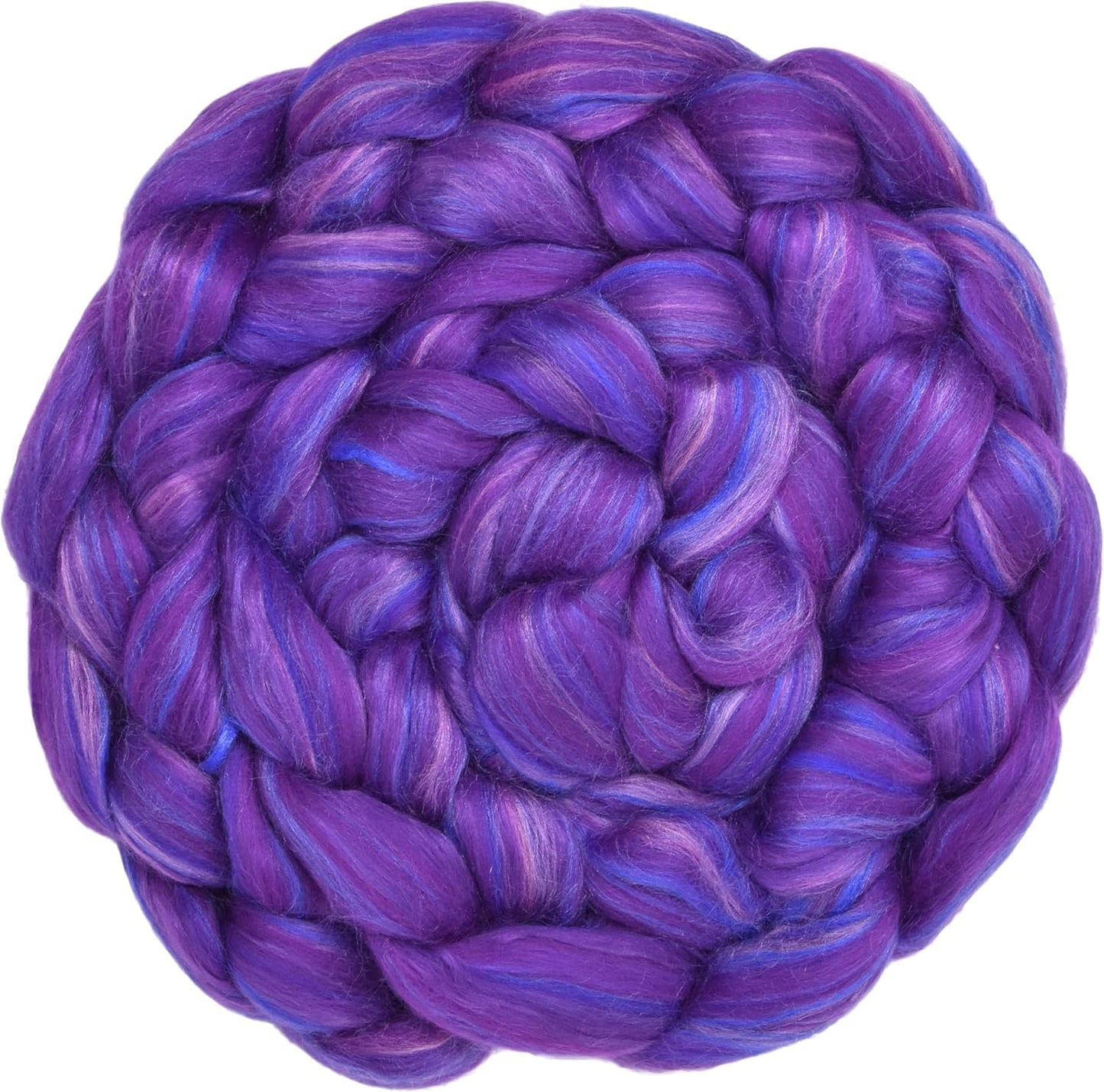 Merino Silk Luxe Tonal Designer Blend. Superfine Merino, Mulberry Silk, Tussah Silk. Top Roving for Spinning or Felting. Violet Volcano 4oz