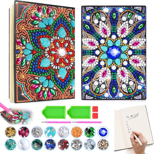 Micaracy Craft Kits for Kids Age 6-8-9-10, Presents for 5 7 11 12 Year Old Girls Notebook Diamond Art Painting Kit Arts and Crafts for Kids Toys for 5-10 Year Old Girl Gifts Diary (2 pcs)