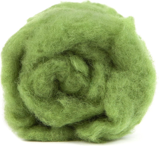 Desert Breeze Distributing Maori Wool Carded Batting, 100% Natural New Zealand Wool Made by DHG in Italy for Needle Felting, 3.5 OZ, 27 Micron, Color Leaf Green