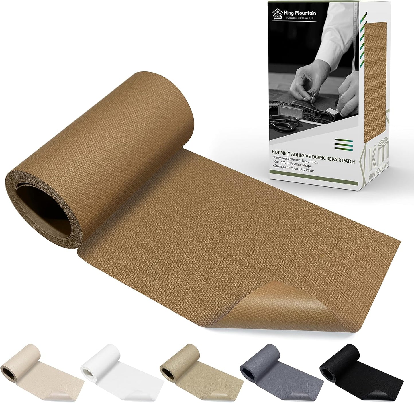 KING MOUNTAIN Canvas Iron on Patch,3"×60",Waterproof 100% Cotton Fabric Repair Patch,Used for Various Sofa,Tent,Clothes,Seats,Suitcases (Light Brown 1.0)