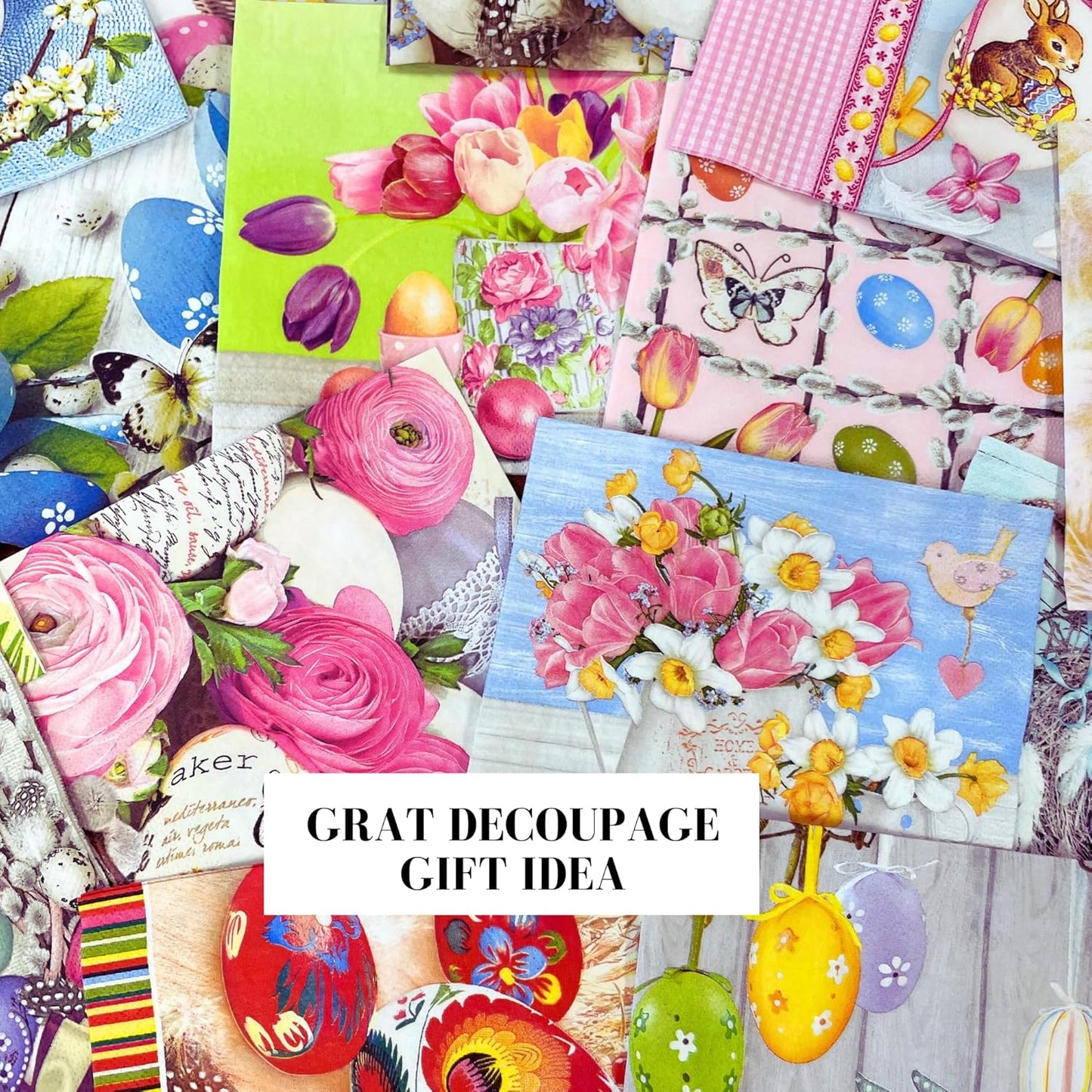 Mystery Pack Decoupage Paper Napkins, 20-ct Assorted Surprise Napkins, Decorative Napkins Easter for Art Craft Junk Journal, 20 Different Designs