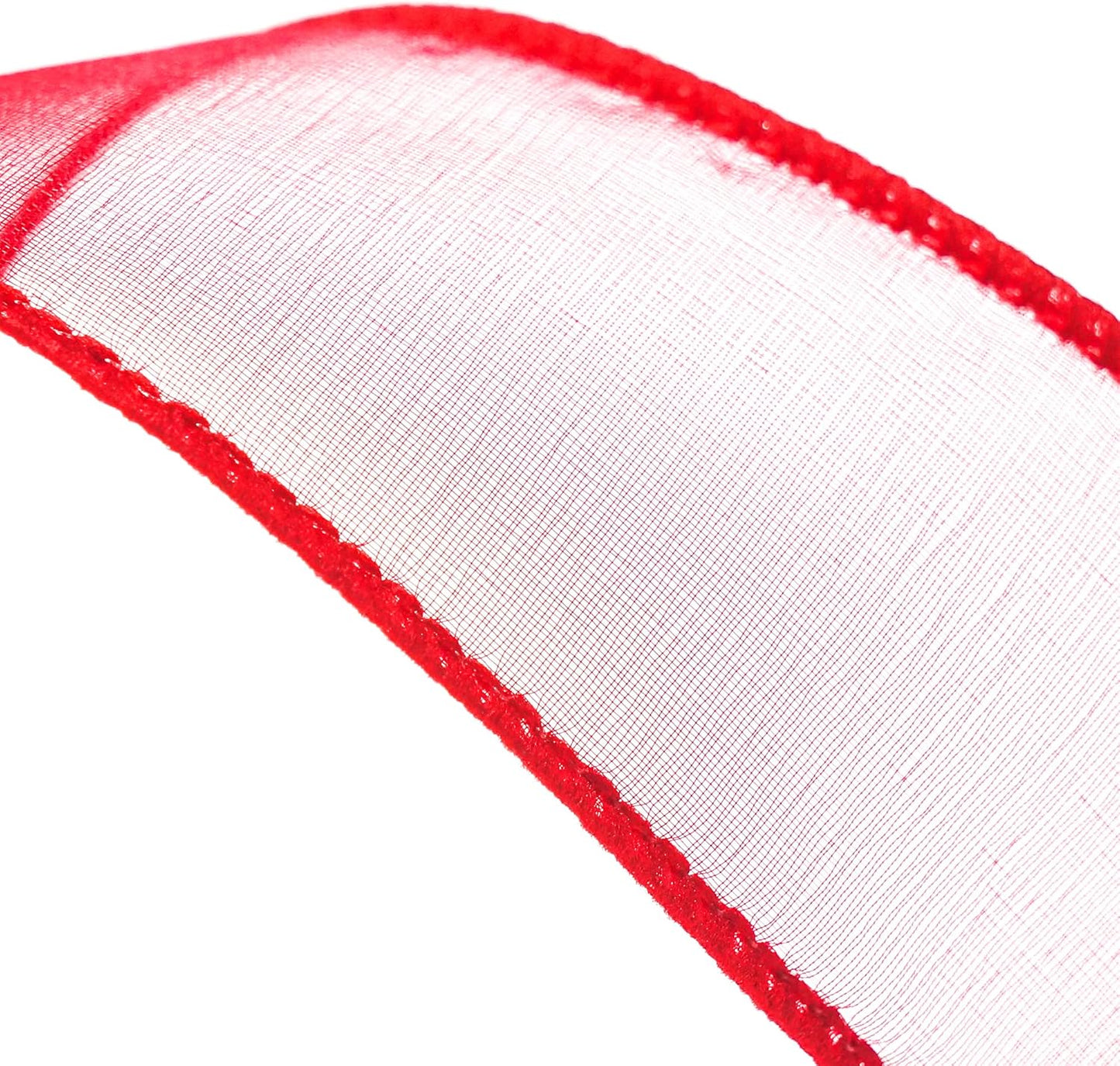 CT CRAFT LLC Sheer Organza Wired Ribbon 1.5" x 50Yards Red for Wedding Chair Bow Flora Bouquet Gift Wrapping Christmas Tree Home Decor Wreath